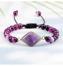 Тибетський плетений браслет з Аметисту для мудрості та гармонії
