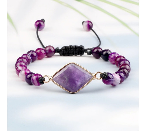 Тибетський плетений браслет з Аметисту для мудрості та гармонії