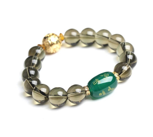 Тибетський браслет із намистиною Дзі Багатства з Бразильського цитрину символ удачі, процвітання та здоров'я