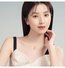 Золота підвіска місячний кролик на Місяці із зіркою багатства Swarovski для удачі та процвітання