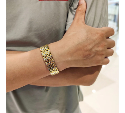 Турмаліновий браслет із магнітами широкий Energy 5в1 Сільвер-Голд 24К