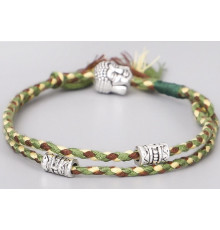 Тибетський браслет Будда на зеленій нитці для здоров'я та здійснення ваших бажань