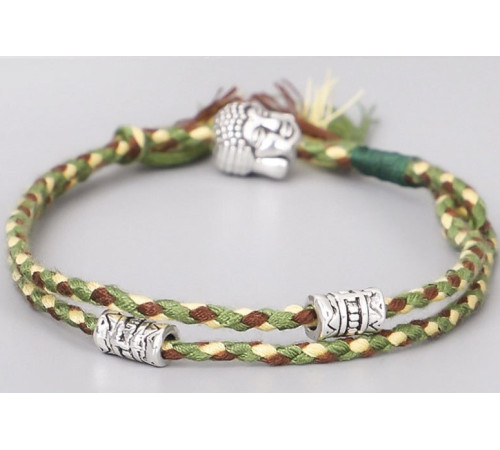 Тибетський браслет Будда на зеленій нитці для здоров'я та здійснення ваших бажань