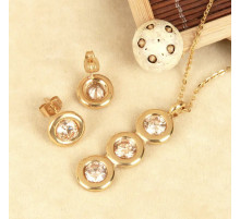 Золотий комплект кольє та сережки із золотими цитринами для визнання і слави