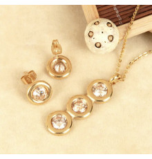 Золотий комплект кольє та сережки із золотими цитринами для визнання і слави