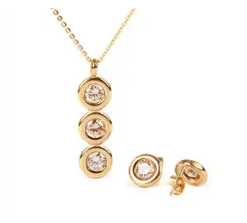 Золотий комплект кольє та сережки із золотими цитринами для визнання і слави