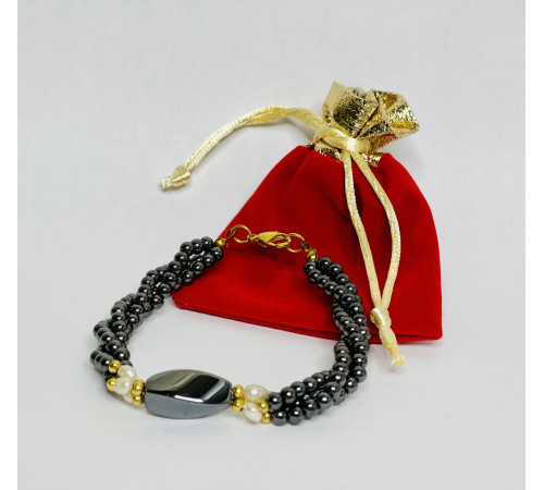 Гематитовий браслет із натуральними малазійськими перлами для багатства та здоров'я