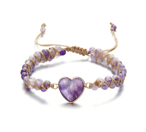 Тибетський плетений браслет з Аметисту для стабільності та гармонії