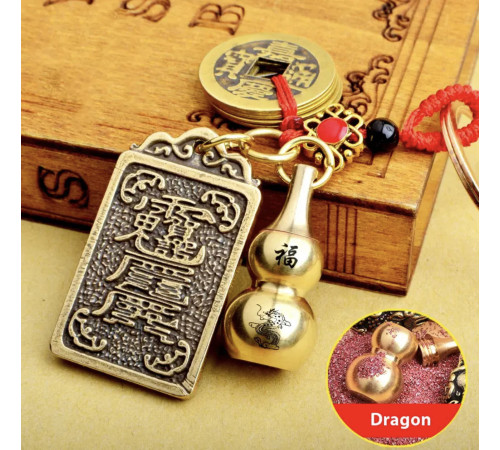 Брелок Дракон з Тай Суй заручиться підтримкою Бога Року з гарбузом Ву-Лу Здоров'я і священною пудрою калачакри