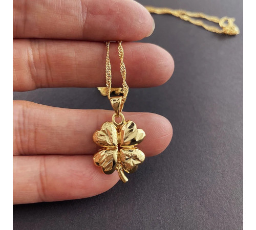 Золота підвіска Чотирилиста конюшина для удачі та процвітання