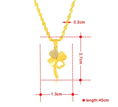 Золота підвіска з Чотирилистковим конюшином із фіанітами для удачі та позитивні емоції