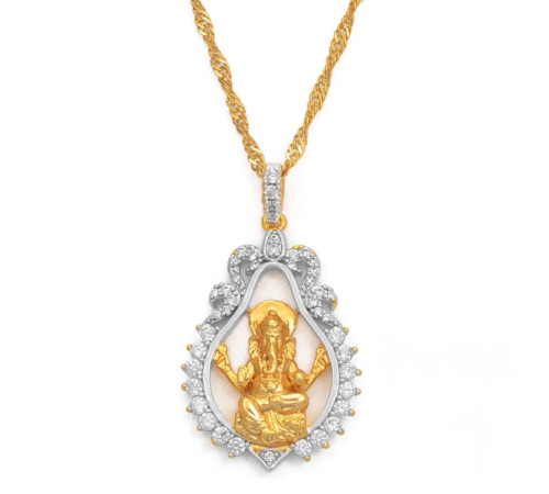 Срібна підвіска Золота Ганеша з цирконієм прибирає всі перешкоди для бізнесу та торгівлі