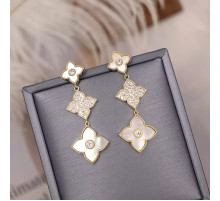 Позолочені Сережки з Чотирилистним Клевером і фіанітами для удачі