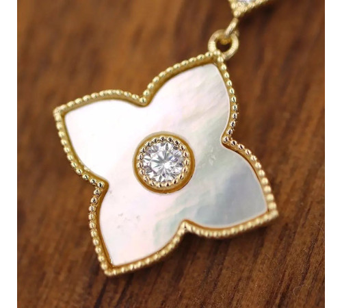 Позолочені Сережки з Чотирилистним Клевером і фіанітами для удачі