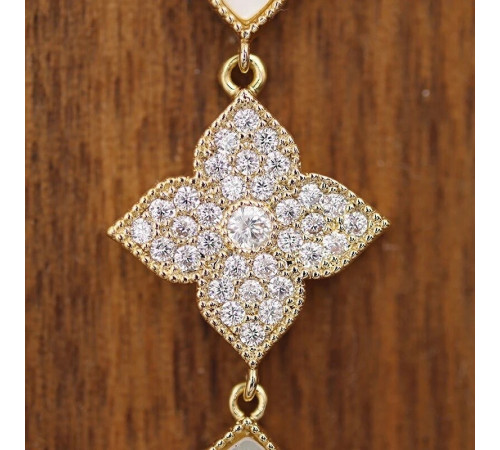 Позолочені Сережки з Чотирилистним Клевером і фіанітами для удачі