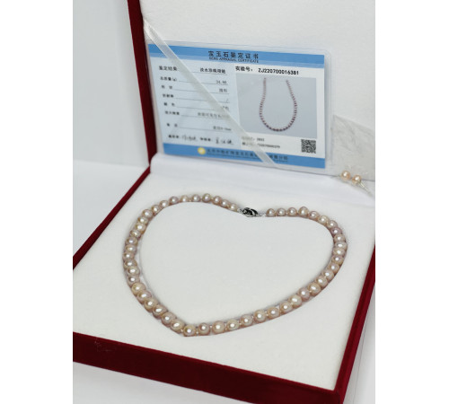 Перли Лавандовий натуральний Малазійський клас ААА із сережками