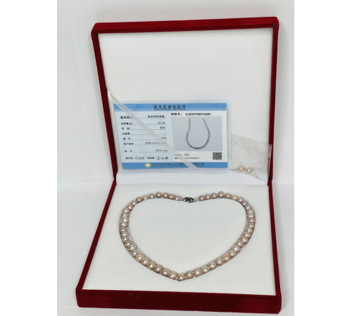 Перли Лавандовий натуральний Малазійський клас ААА із сережками