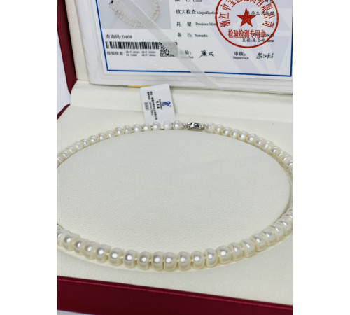 Перлове намисто з Малазійського морського білого перлів Akoya Клас AAA