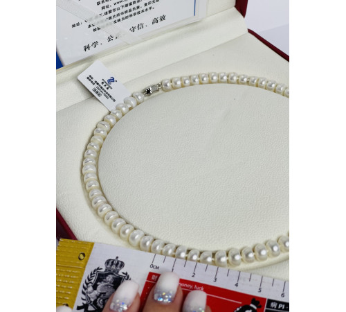 Перлове намисто з Малазійського морського білого перлів Akoya Клас AAA