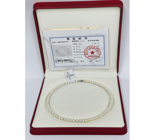 Перлове намисто з Малазійського морського білого перлів Akoya Клас AAA