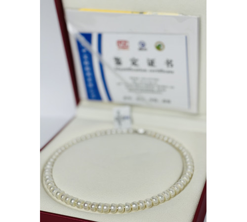 Перлове намисто з Малазійського морського білого перлів Akoya Клас AAA