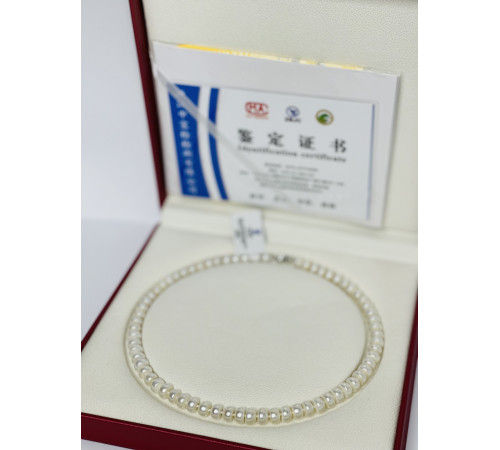 Перлове намисто з Малазійського морського білого перлів Akoya Клас AAA