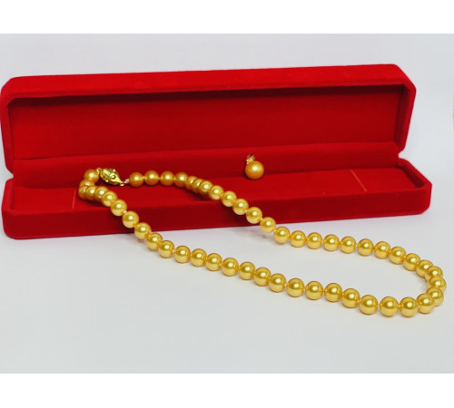 Перлове намисто з Малазійського морського золотого перлів Akoya Клас AAA з підвіскою для багатства та удачі