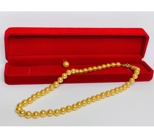 Перлове намисто з Малазійського морського золотого перлів Akoya Клас AAA з підвіскою для багатства та удачі