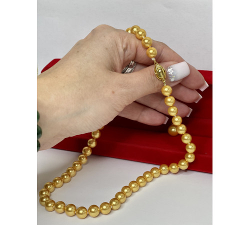 Перлове намисто з Малазійського морського золотого перлів Akoya Клас AAA з підвіскою для багатства та удачі