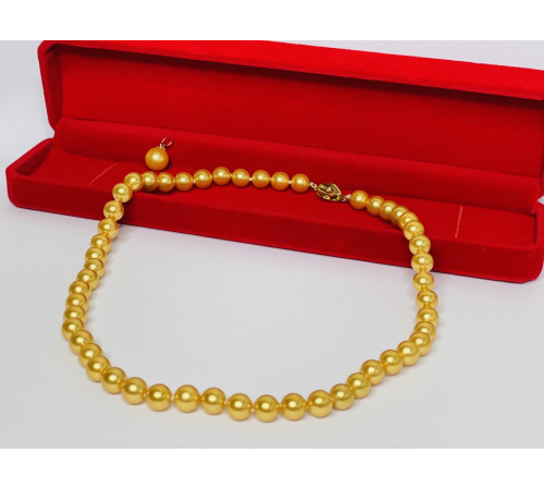 Перлове намисто з Малазійського морського золотого перлів Akoya Клас AAA з підвіскою для багатства та удачі