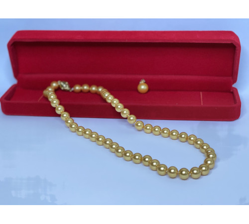 Перлове намисто з Малазійського морського золотого перлів Akoya Клас AAA з підвіскою для багатства та удачі