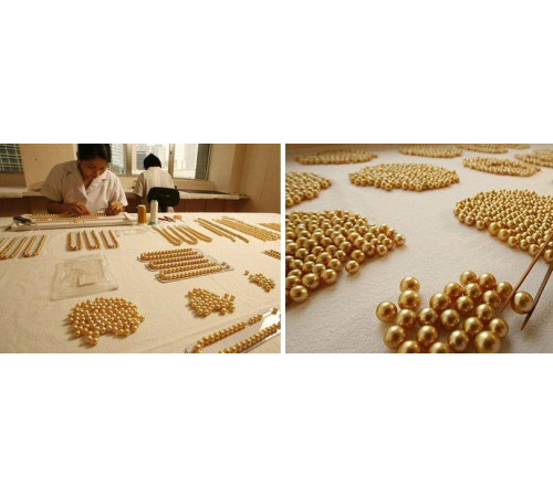 Перлове намисто з Малазійського морського золотого перлів Akoya Клас AAA з підвіскою для багатства та удачі