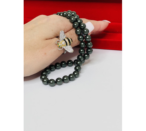 Перлове намисто з Малазійського морського чорного із зеленим відливом Akoya Клас AAA з підвіскою для багатства