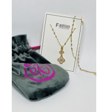 Золота підвіска з Подвійним Чотирилистним Клевером із фіанітами для великої удачі