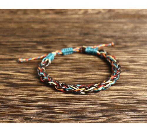 Тибетський Сакральний браслет ручної роботи натуральна шкіра з 5 стихіями на потік грошей, на удачу та захист