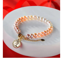 Браслет зі справжнього Малазійських перлів персиковий цвіт для великого кохання