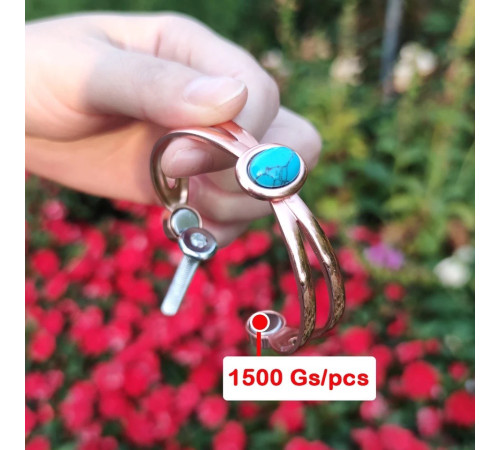 Мідний турмаліновий браслет із бірюзою та магнітами для нормалізації тиску та зміцнення імунітету