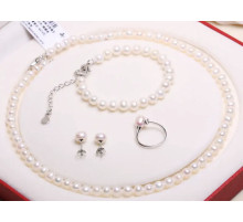 Комплект із натуральних морських перлів Намисто, Браслет, Сережки та кільце Клас AAА Хайнань