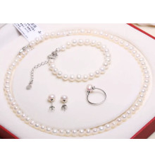 Комплект із натуральних морських перлів Намисто, Браслет, Сережки та кільце Клас AAА Хайнань
