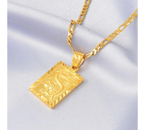 Золота підвіска Дракон приносить успіх, процвітання із символом Фук