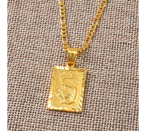 Золота підвіска Дракон приносить успіх, процвітання із символом Фук