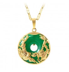 Золота Нефритова Підвіска Дракон і Фенікс для успіху, влади, процвітання та Любові