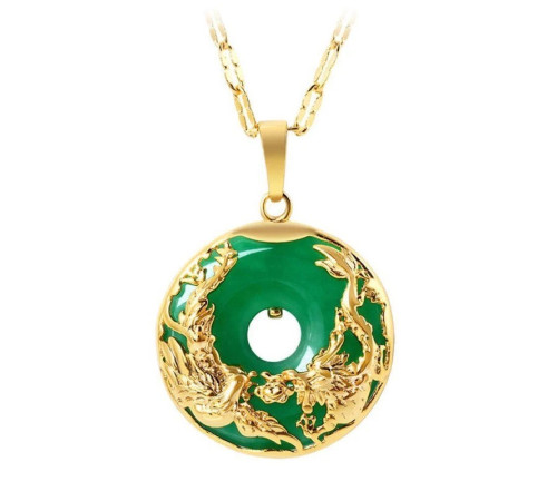 Золота Нефритова Підвіска Дракон і Фенікс для успіху, влади, процвітання та Любові