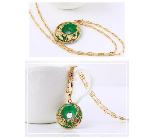 Золота Нефритова Підвіска Дракон і Фенікс для успіху, влади, процвітання та Любові