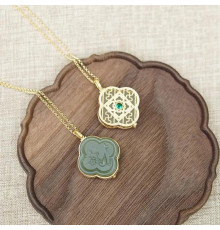 Золота турмалінова підвіска Чотирилиста конюшина з фіанітом для удачі, Процвітання та Здоров'я