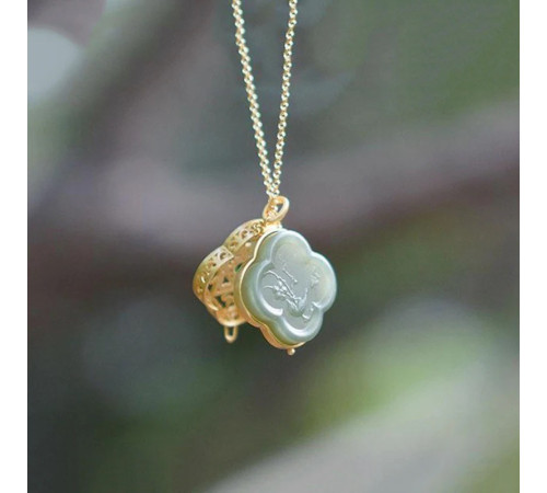 Золота турмалінова підвіска Чотирилиста конюшина з фіанітом для удачі, Процвітання та Здоров'я