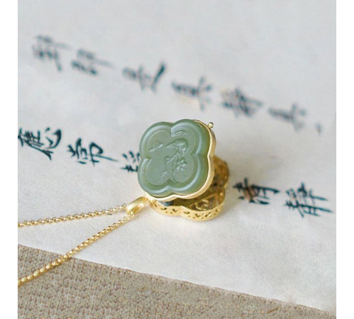 Золота турмалінова підвіска Чотирилиста конюшина з фіанітом для удачі, Процвітання та Здоров'я