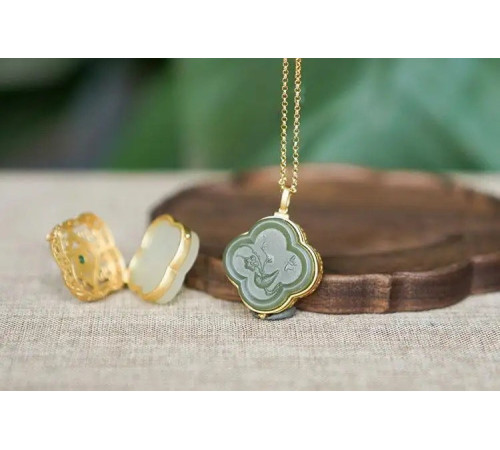 Золота турмалінова підвіска Чотирилиста конюшина з фіанітом для удачі, Процвітання та Здоров'я