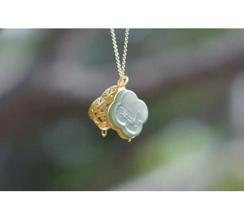 Золота турмалінова підвіска Чотирилиста конюшина з фіанітом для удачі, Процвітання та Здоров'я