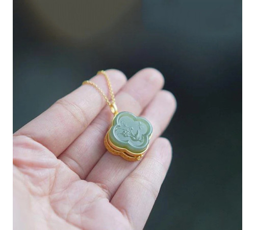 Золота турмалінова підвіска Чотирилиста конюшина з фіанітом для удачі, Процвітання та Здоров'я